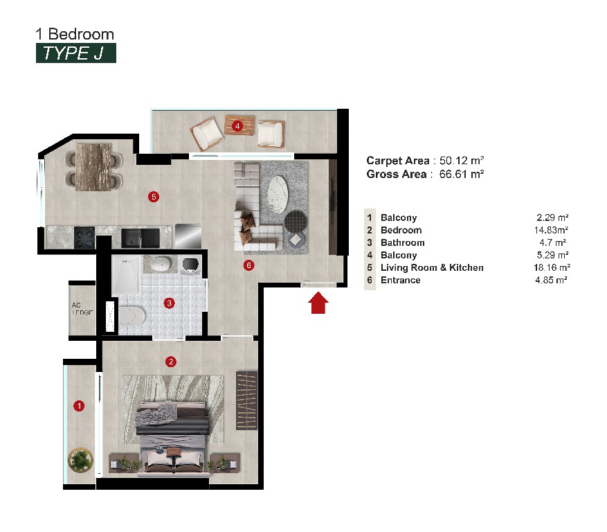 Novara West Airport - 1 Bedroom Type J