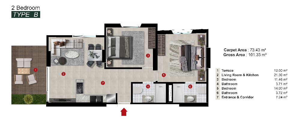 2 Bedroom Type B