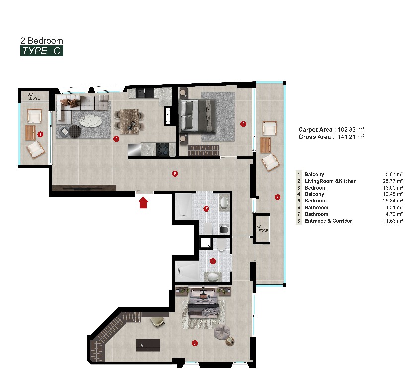 2 Bedroom Type C