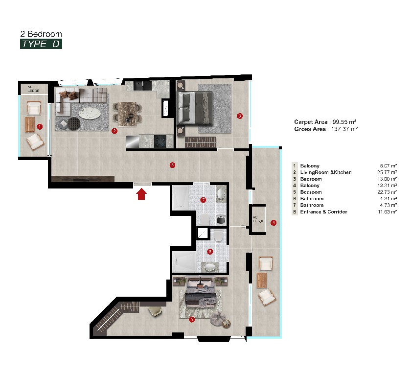 2 Bedroom Type D