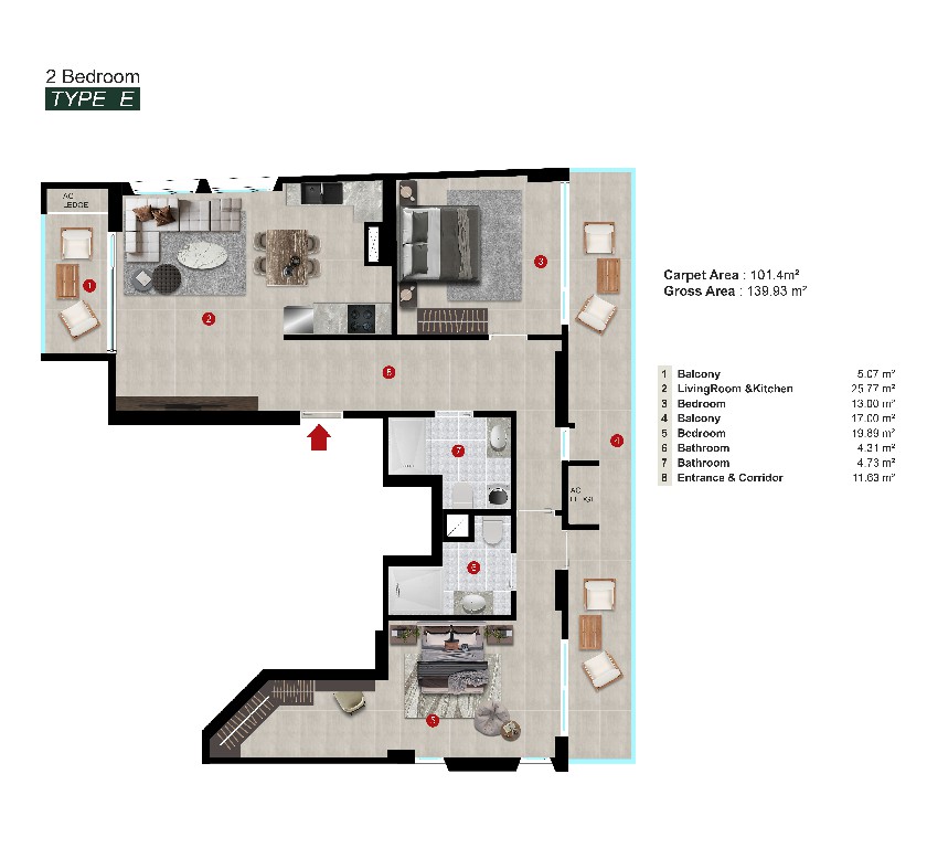 2 Bedroom Type E