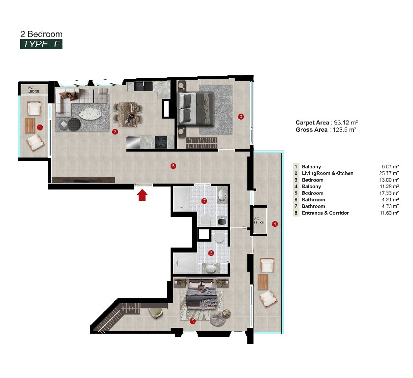 2 Bedroom Type F