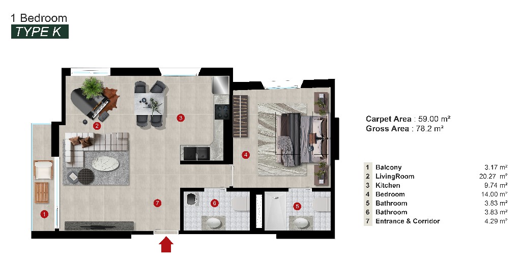 Novara West Airport - 1 Bedroom Type K