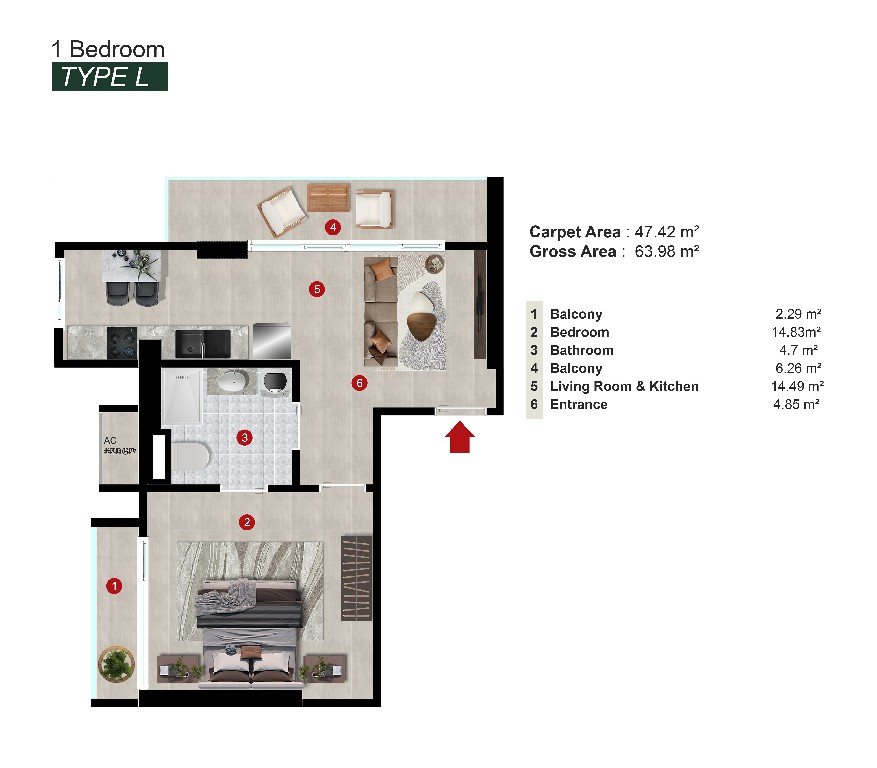 Novara West Airport - 1 Bedroom Type L